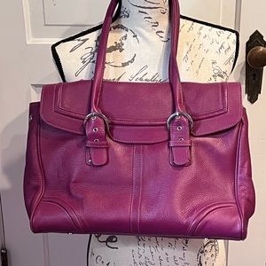 FRANKLIN COVEY Plum Leather Work Tote/Satchel
